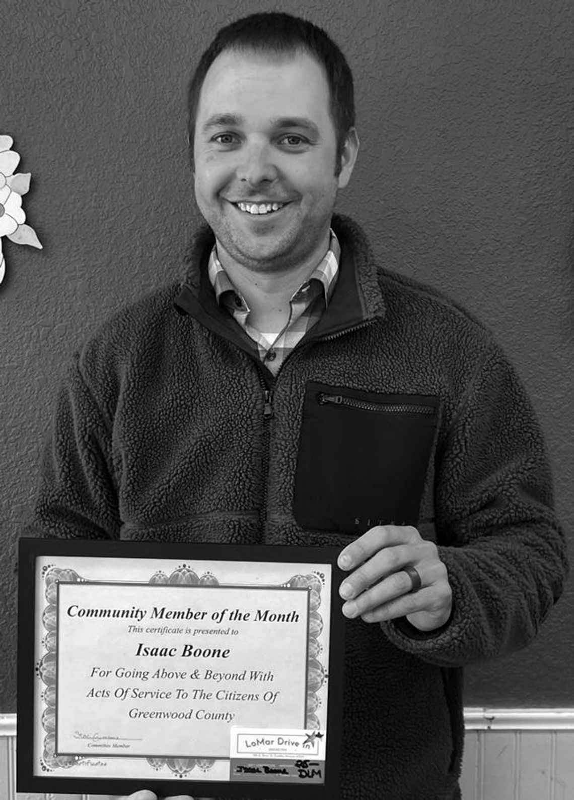 Boone Recognized As Community Member Of The Month