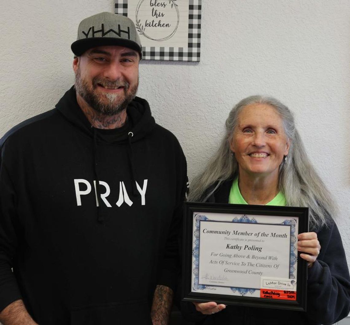 Poling Recognized As Community Member Of The Month