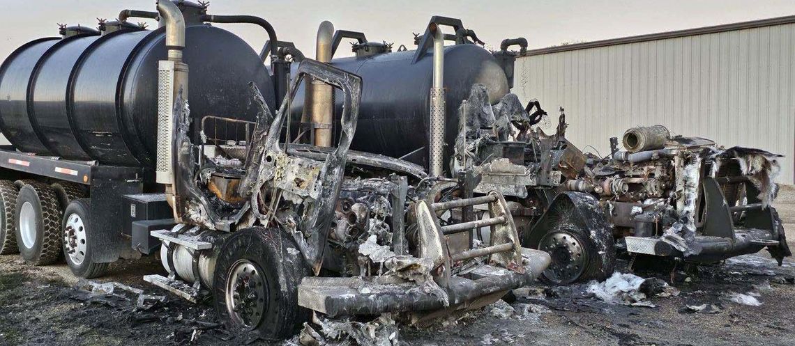 Trucks Destroyed In Evening Fire